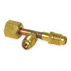 ACCESS VALVE TEE,BRASS,¼ IN SAE M BRANCH,¼ IN SAE M X¼ IN SAE F NUT,FOR REFRIGERANTS