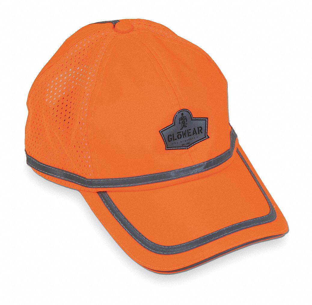 GLOWEAR BY ERGODYNE Baseball Hat, Reflective Trim, HiVisibility Orange