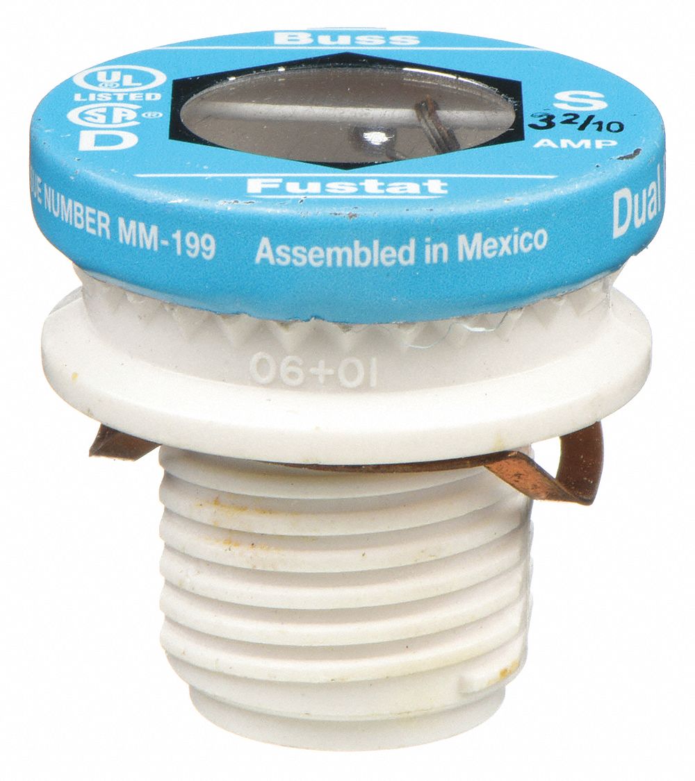 BUSSMANN, 3 2/10 A, 125V AC, Plug Fuse 1CZ23S32/10 Grainger