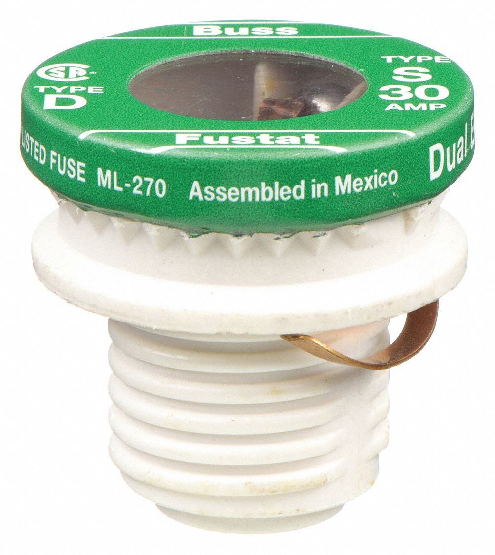 Plug Fuse: S Series, Time-Delay, 30 A, Rejection, Indicating
