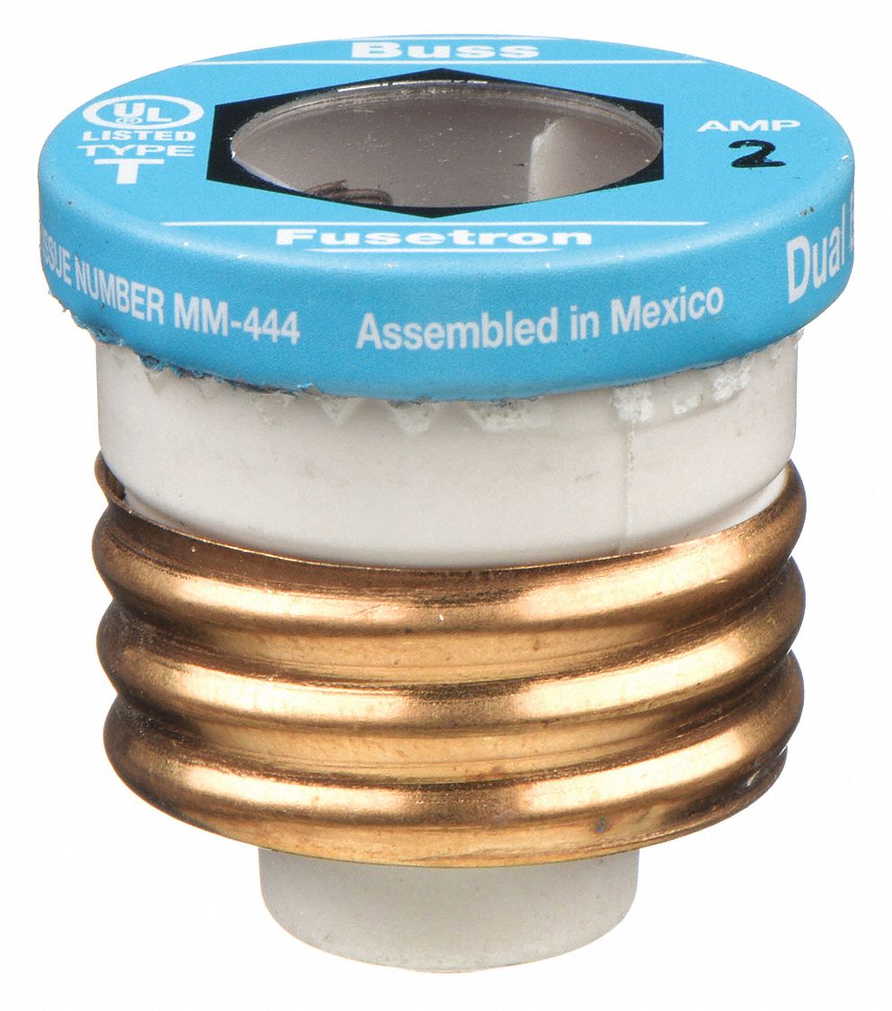 Plug Fuse: T Series, Time-Delay, 2 A, Non-Rejection, Indicating