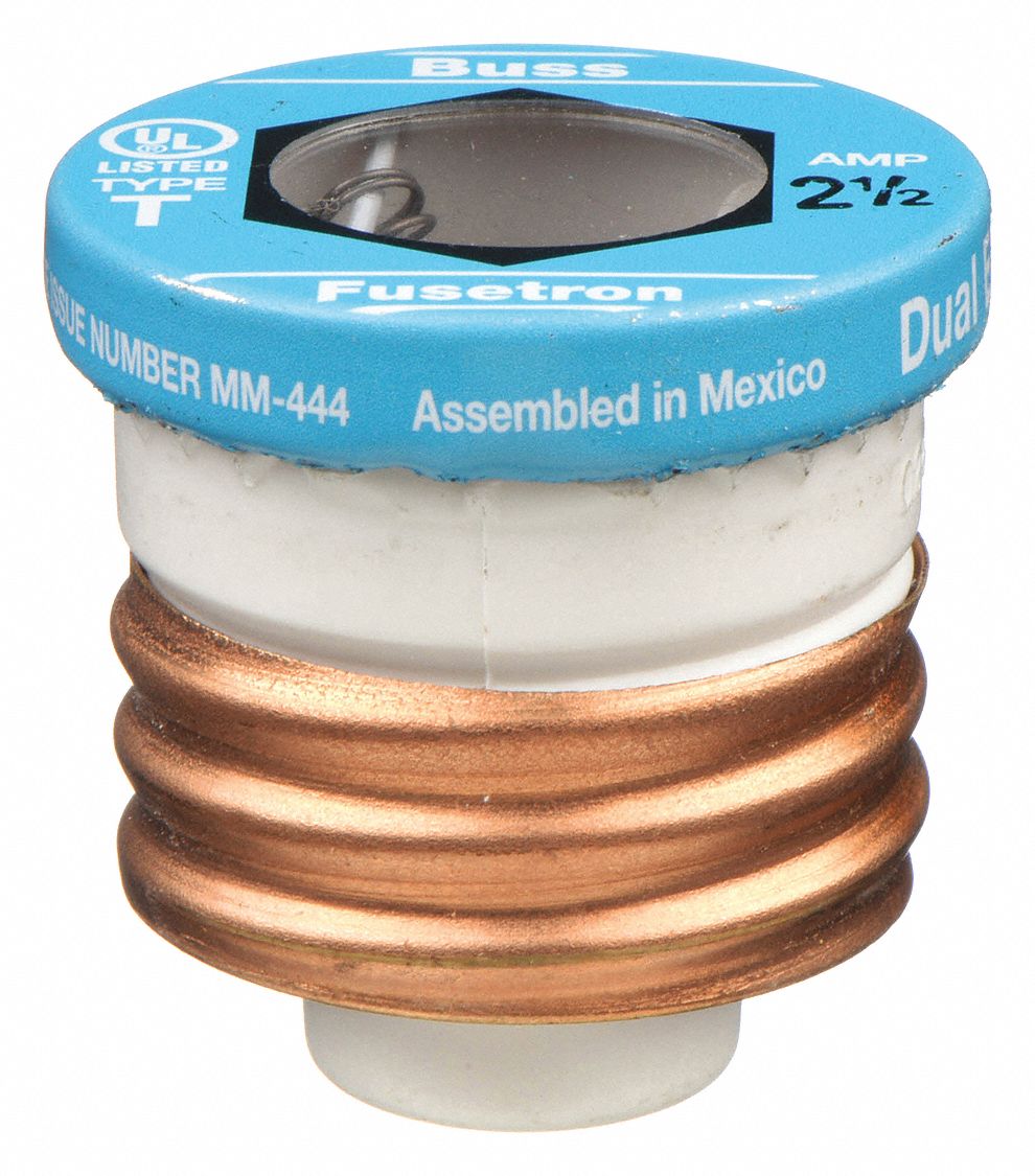 Plug Fuse: T Series, Time-Delay, 2.5 A, Non-Rejection, Indicating