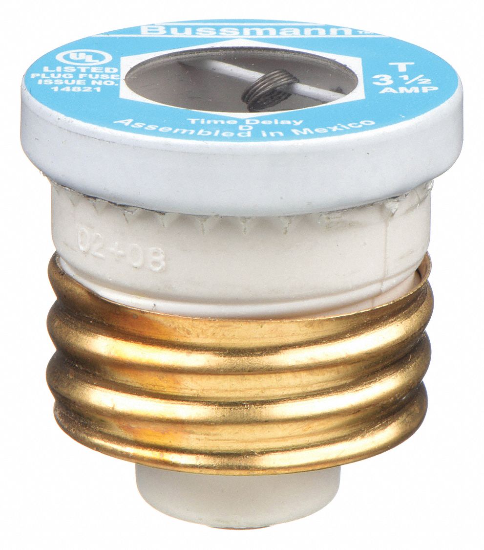 Plug Fuse: T Series, Time-Delay, 3.5 A, Non-Rejection, Indicating