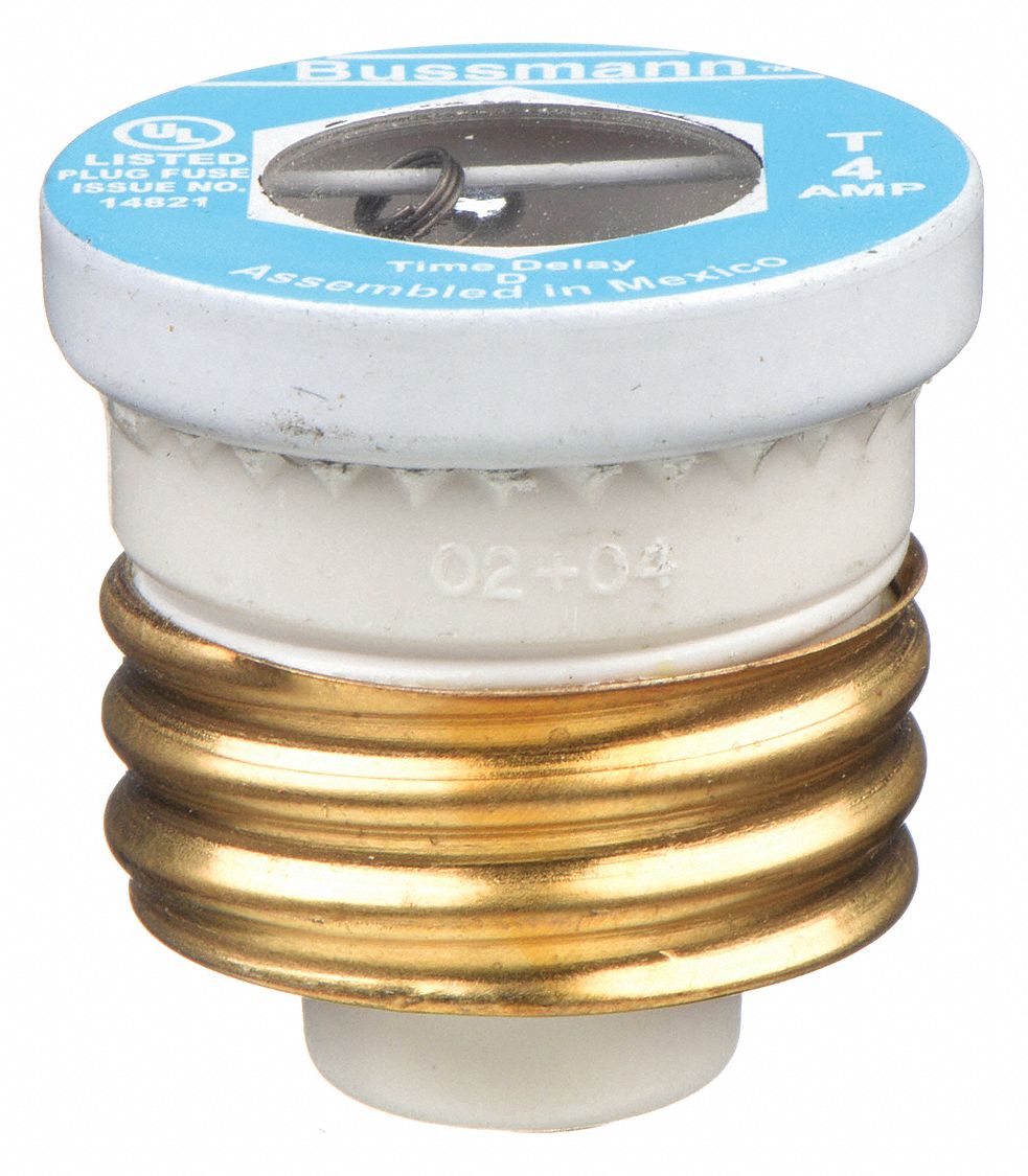 Plug Fuse: T Series, Time-Delay, 4 A, Non-Rejection, Indicating