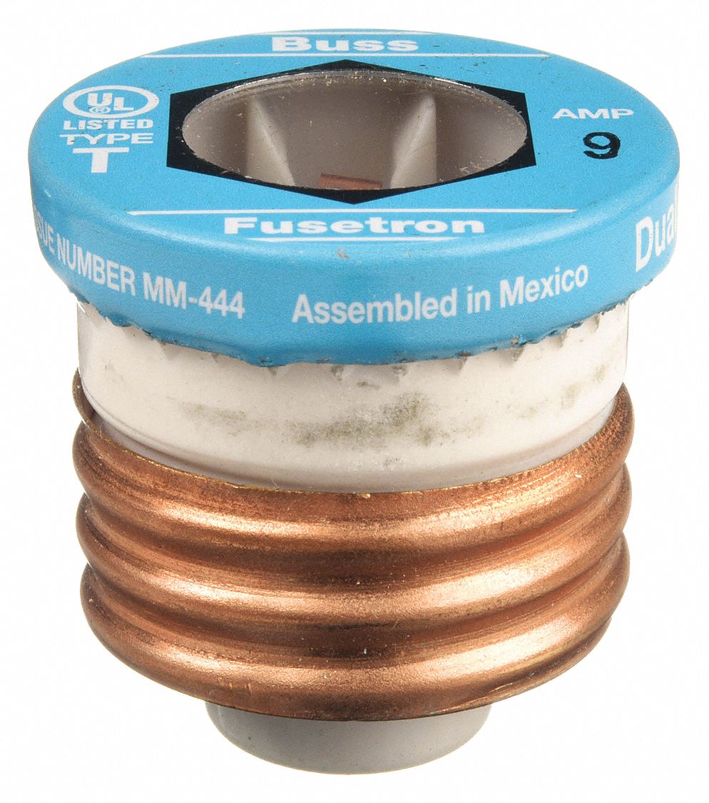 Plug Fuse: T Series, Time-Delay, 9 A, Non-Rejection, Indicating