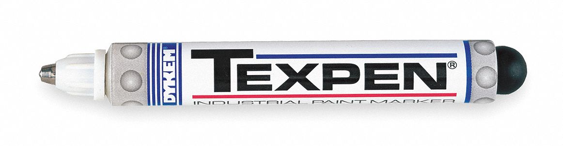 Liquid Paint Marker: 1.3 mm Tip Wd, Stainless Steel Roller Ball, White, Round