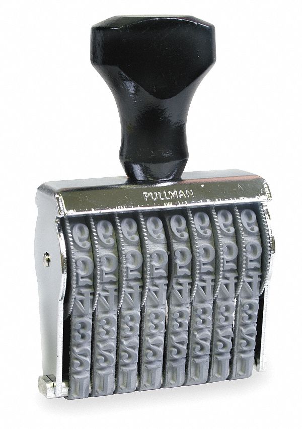 8 Bands, Metal, Ink Pad Required Numbering Stamp 1CZP6038711 Grainger