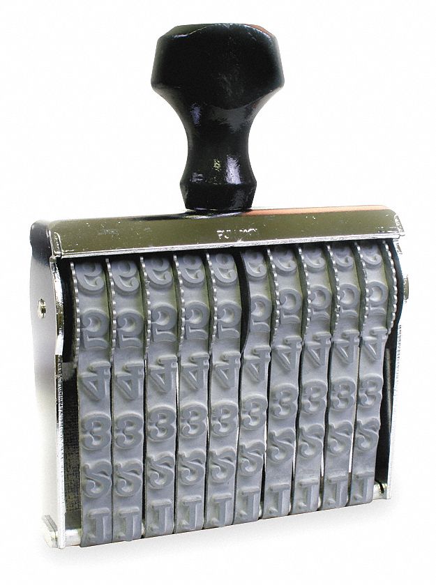 10 Bands, Metal, Ink Pad Required Numbering Stamp 1CZR4038718 Grainger