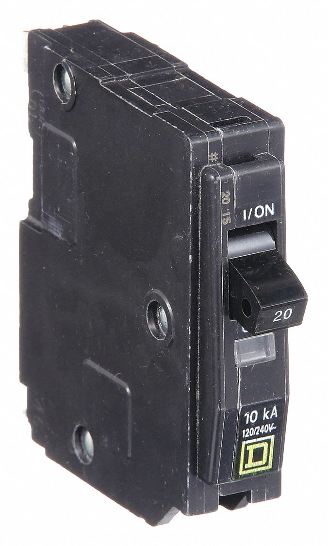 MINIATURE CIRCUIT BREAKER, 20 A, 120/240V AC, SINGLE PHASE, 10KA AT 120/240V AC, QO, STANDARD