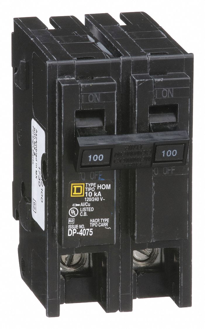 SQUARE D, 100 A, 120/240V AC, Miniature Circuit Breaker - 1D349|HOM2100 ...