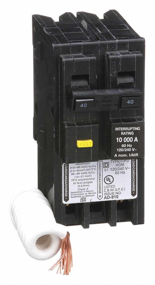 Miniature Circuit Breaker: 40 A, 120/240V AC, Single Phase, 10kA at 120/240V AC, 2 Poles
