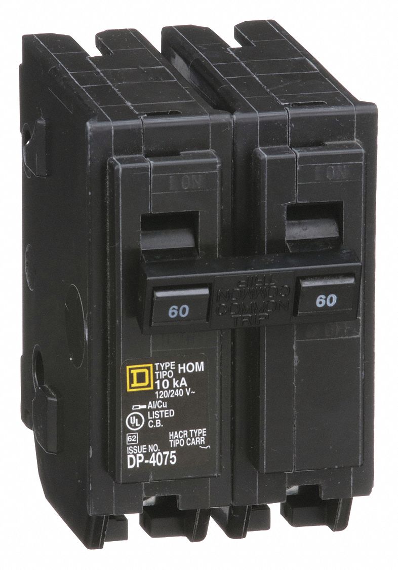 Miniature Circuit Breaker: 60 A, 120/240V AC, Single Phase, 10kA at 120/240V AC, 2 Poles