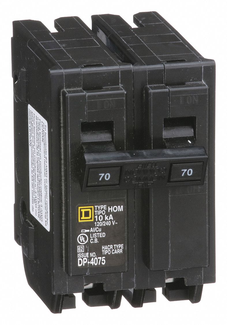 SQUARE D Miniature Circuit Breaker, Amps 70 A, Circuit Breaker Type
