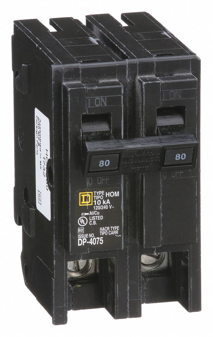 SQUARE D Miniature Circuit Breaker, Amps 80 A, Circuit Breaker Type
