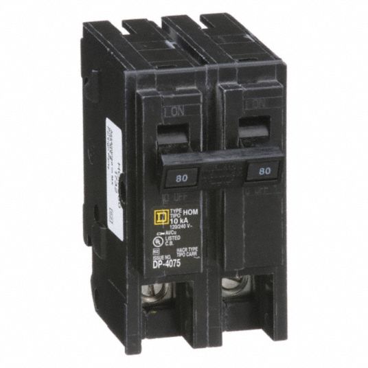 SQUARE D, 80 A, 120/240V AC, Miniature Circuit Breaker - 1D361|HOM280 ...