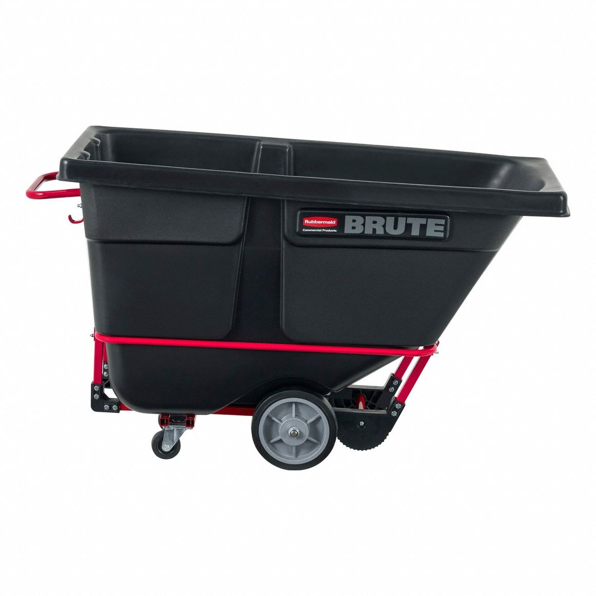 PLASTIC TILT TRUCK, 13½ CU FT CAPACITY, BLACK, METAL HANDLE (RED)