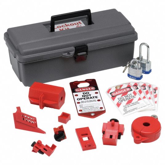 BRADY Portable Lockout Kit, Filled, Electrical/Valve Lockout, Tool Box