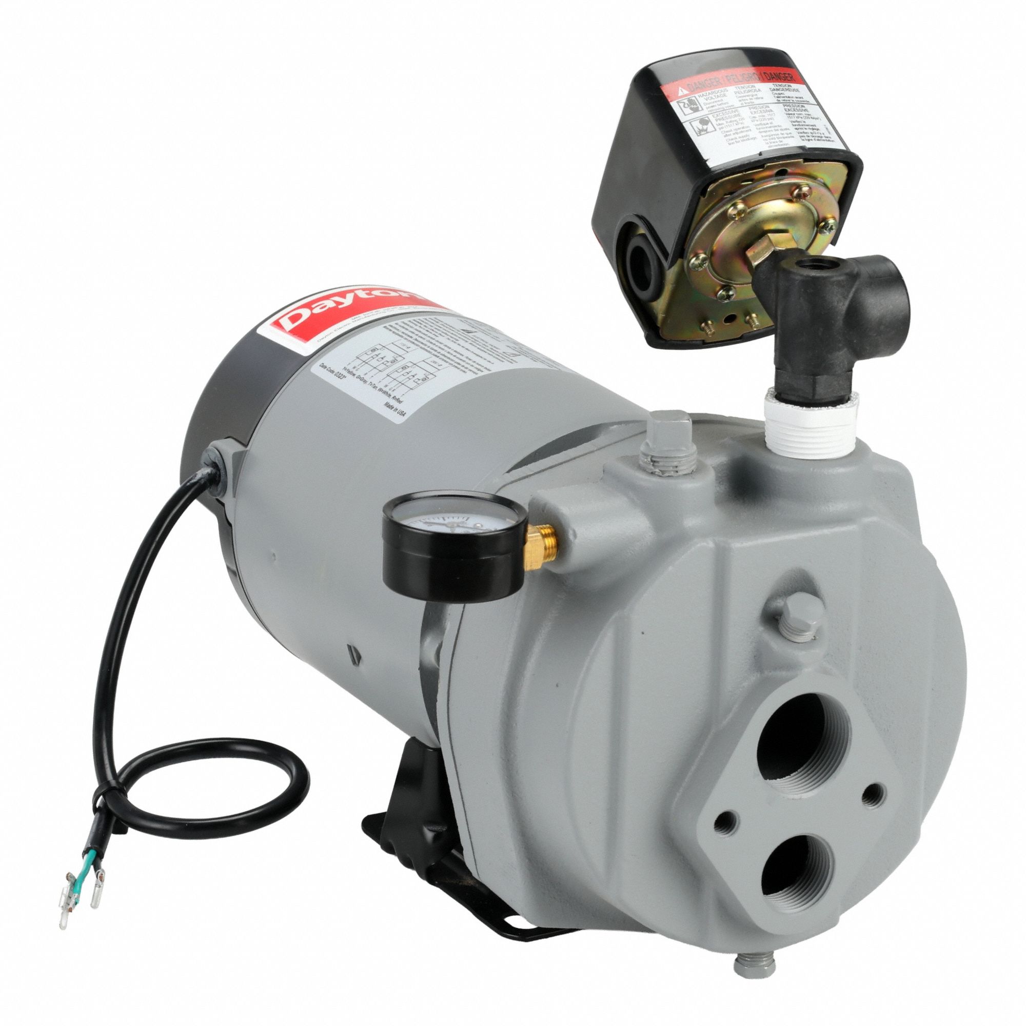 Convertible Well Jet Pump: Cast Iron, Single Phase, 115/230V AC, 1 hp, 10.6 gpm, 135 ft Head