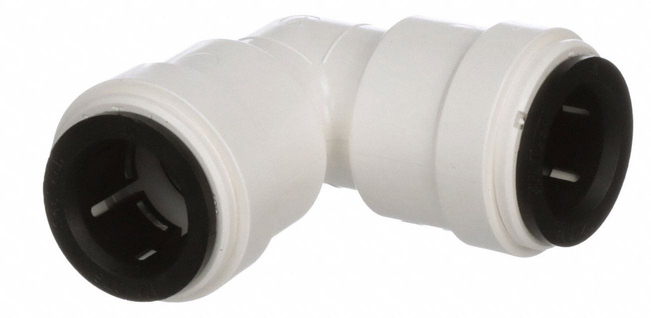 Push-Fit Elbow Fitting: 1/2 in OD x 1/2 in OD Size, Push-to-Connect x Push-to-Connect