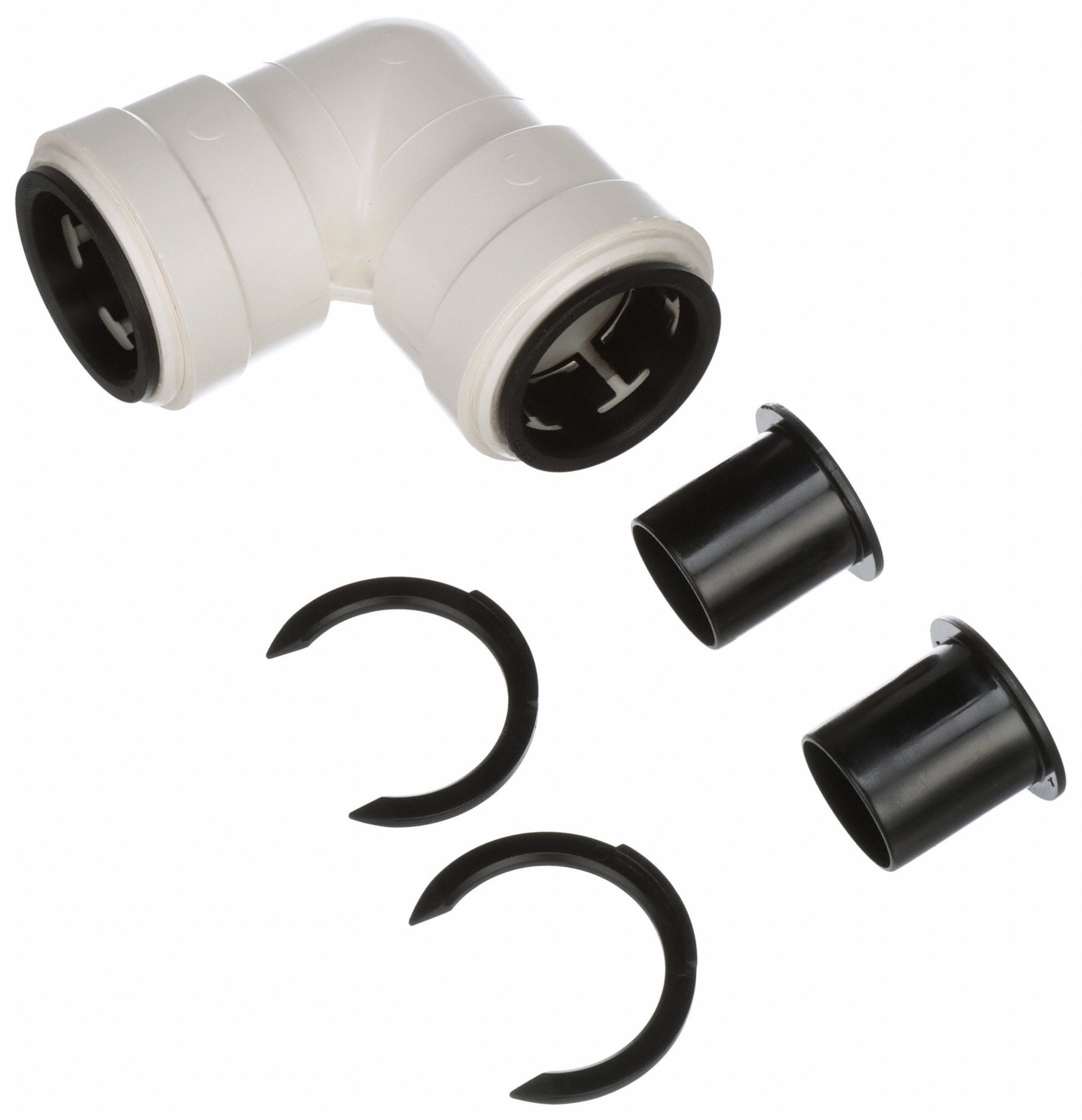 Push-Fit Elbow Fitting: 1 in OD x 1 in OD Size, Push-to-Connect x Push-to-Connect, Polysulfone