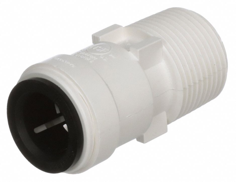 Push-Fit Adapter Fitting: Straight, 1/2 in OD x 3/4 in Pipe Size, Push-to-Connect x MNPT