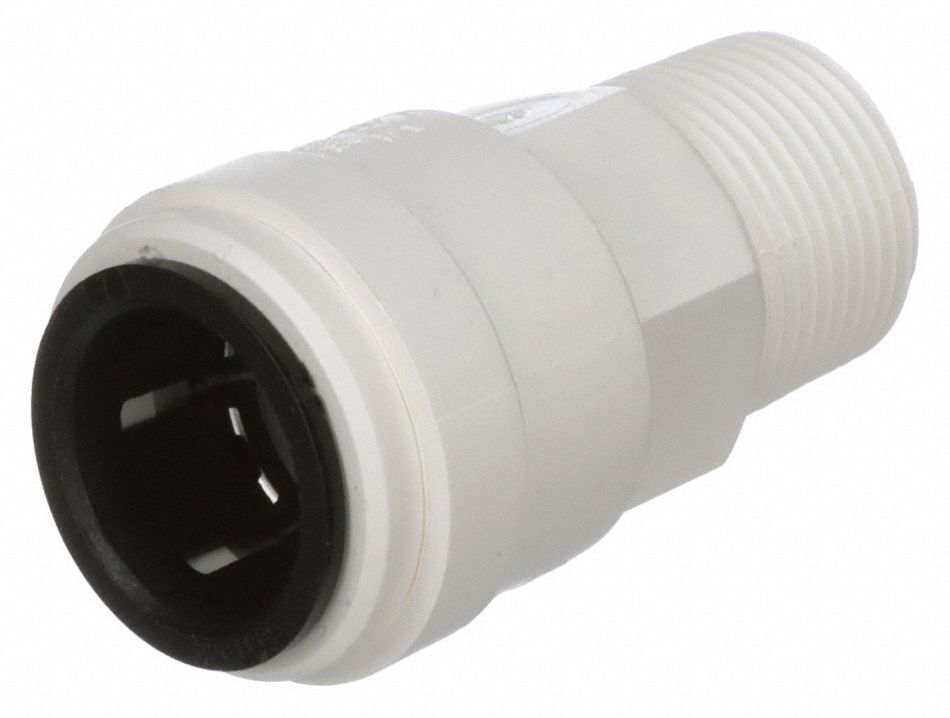 Push-Fit Fitting: 3/4 in OD x 3/4 in Pipe Size, Push-to-Connect x MNPT, Polysulfone, Adapter