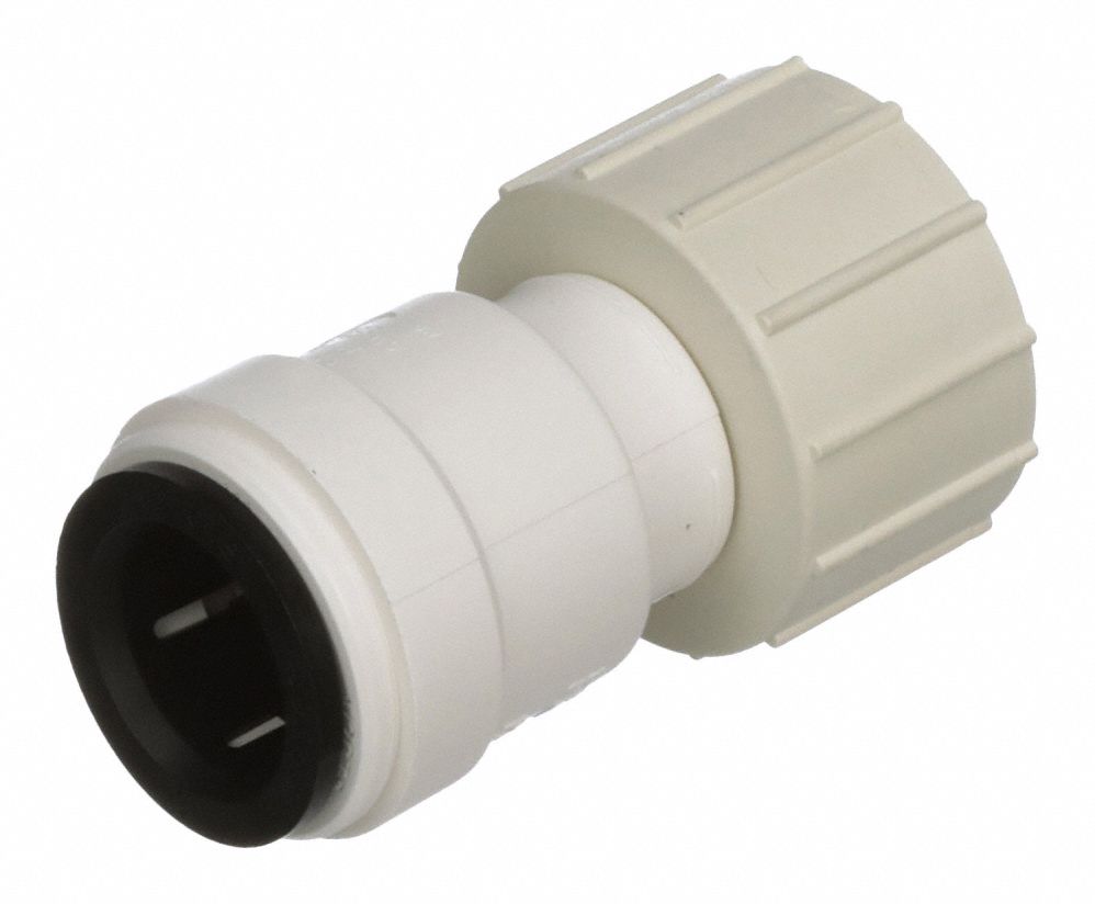 Push-Fit Fitting: 1/2 in OD x 3/4 in Pipe Size, Push-to-Connect x FGHT, Polysulfone, Adapter