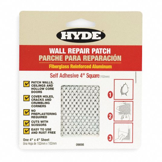 Hyde 09903 Wall Patch,4 x 4 In,Aluminum/Fiberglass