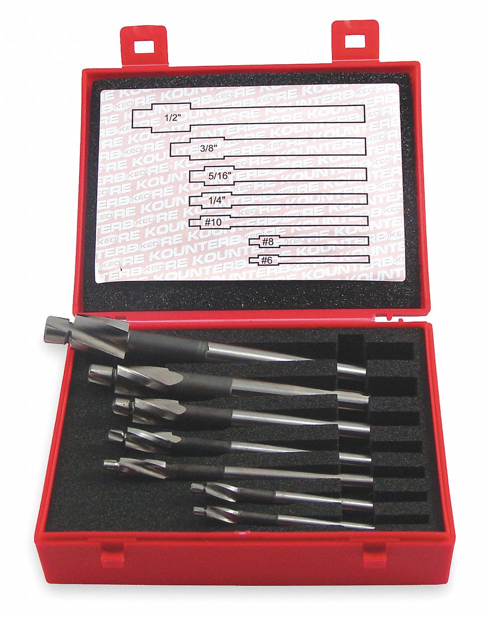 KEO Counterbore Set Std, Cobalt, 7 Pieces, 6 Min. Size, 1/2 in Max