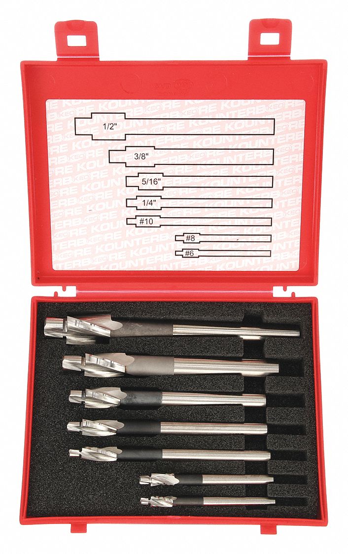 COUNTERBORE SET, OVERSIZED, COBALT, 7 PIECES, #6 MIN. SIZE, ½ IN MAX SIZE