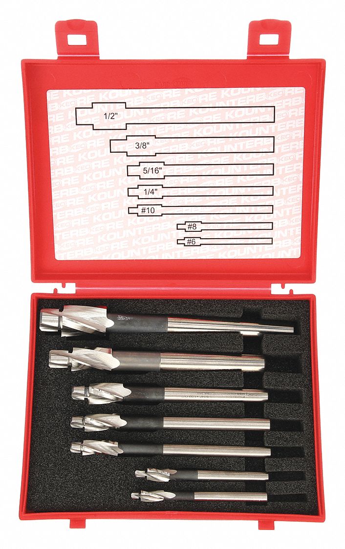 COUNTERBORE SET, OVERSIZED, COBALT, 7 PIECES, #6 MIN. SIZE, ½ IN MAX SIZE