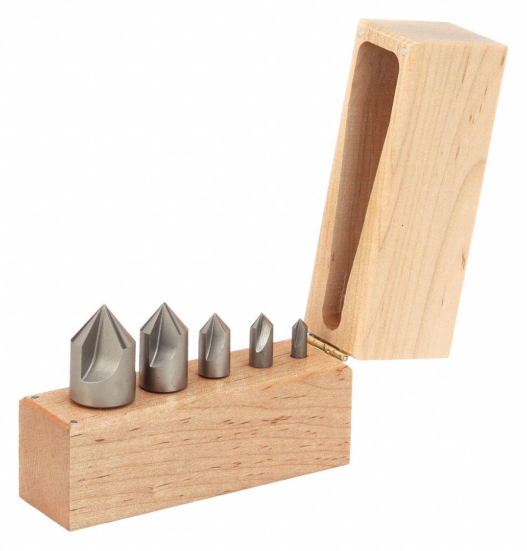 COUNTERSINK SET, HIGH SPEED STEEL, BRIGHT/UNCOATED, ¼ IN SMALLEST BODY DIAMETER, 5-PC