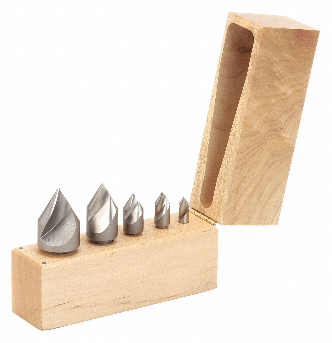 COUNTERSINK SET, HIGH SPEED STEEL, BRIGHT/UNCOATED, ¼ IN SMALLEST BODY DIAMETER, 5-PC