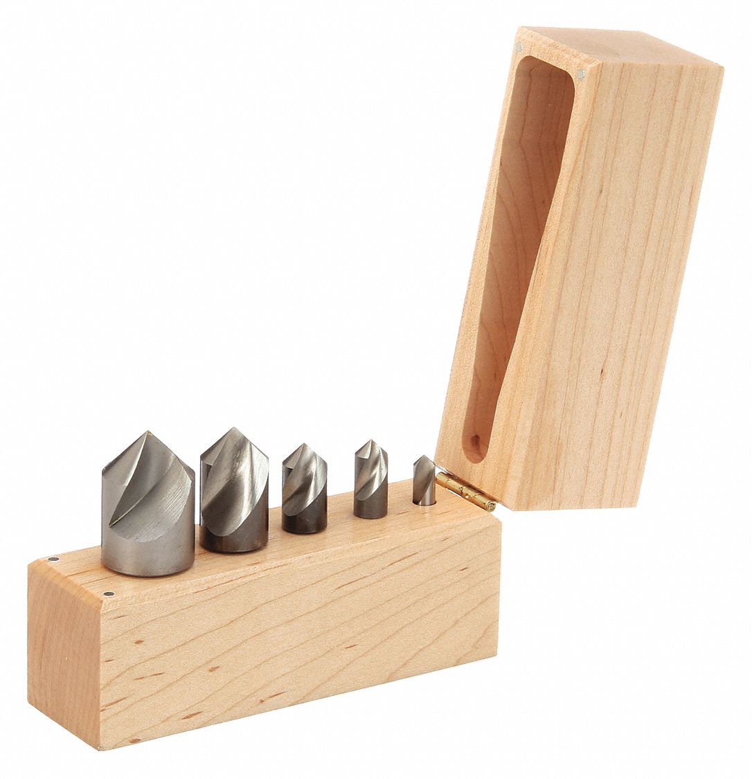 COUNTERSINK SET, HIGH SPEED STEEL, BRIGHT/UNCOATED, ¼ IN SMALLEST BODY DIAMETER, 5-PC