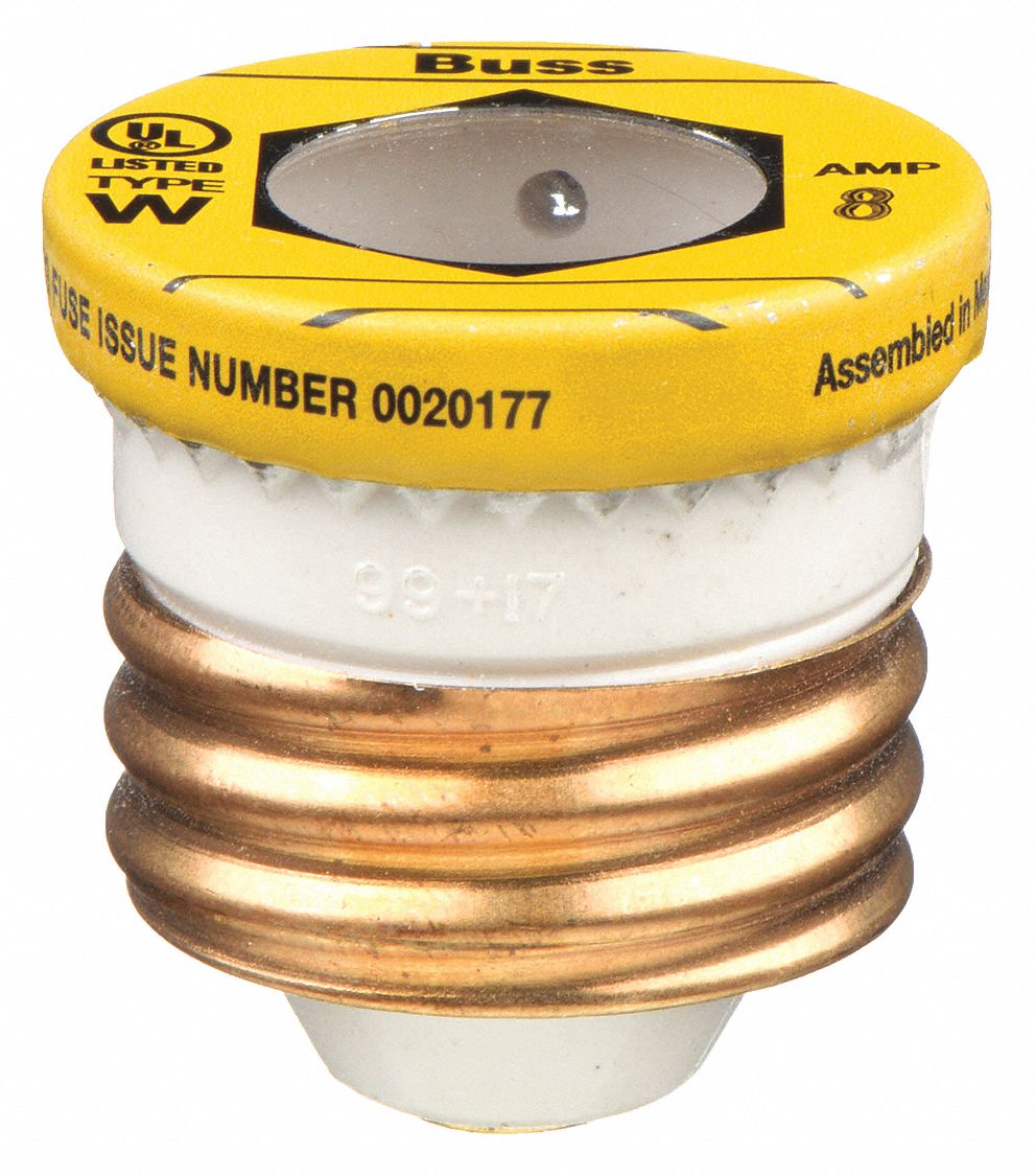 Plug Fuse: W Series, Fast-Acting, 8 A, Non-Rejection, Indicating