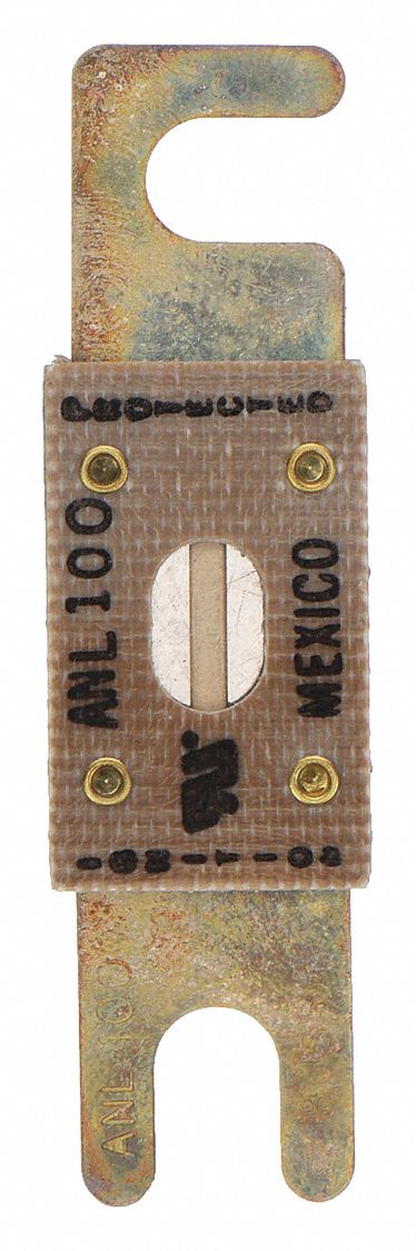 Forklift Limiter Fuse: Bolt-On, Time-Delay, 100 A, 80 V DC, Indicating, AC- & DC-Compatible