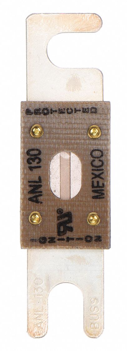 Forklift Limiter Fuse: Bolt-On, Time-Delay, 130 A, 80 V DC, Indicating, AC- & DC-Compatible