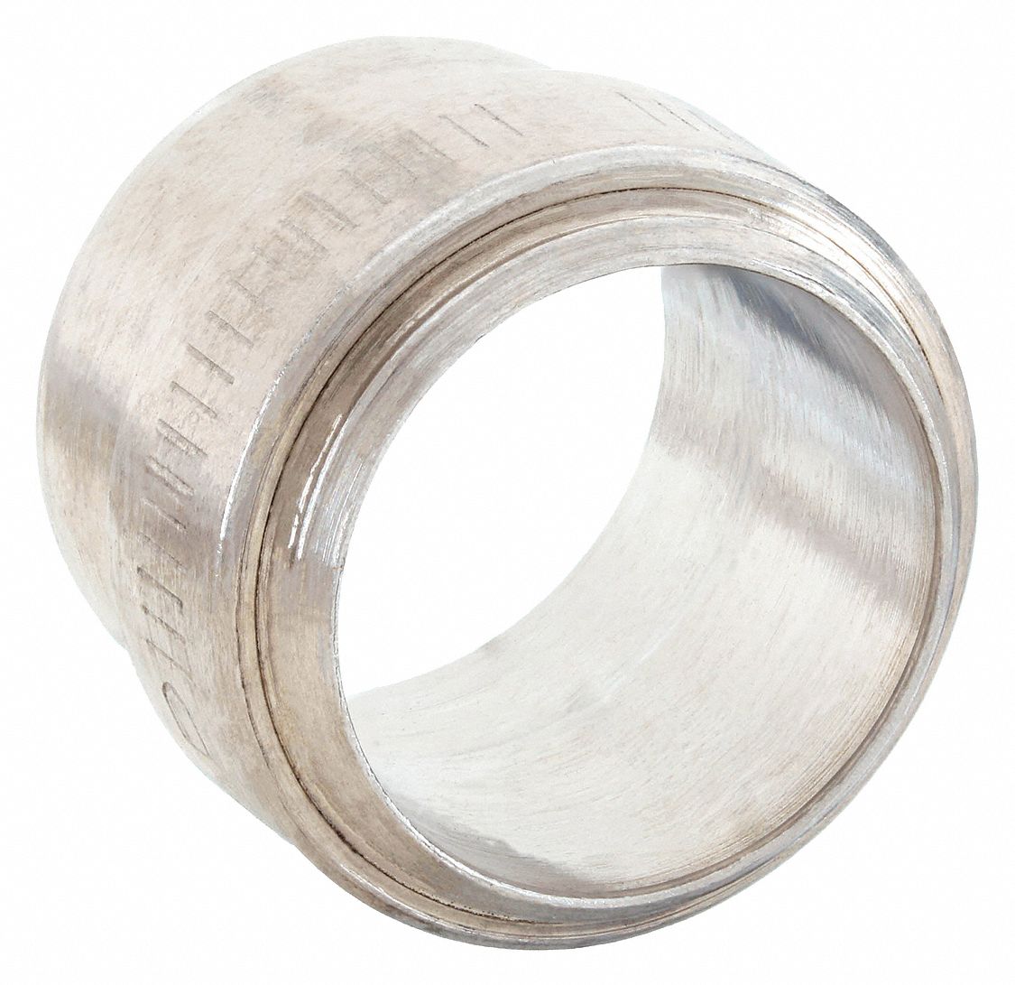 BITE FERRULES: 316 STAINLESS STEEL, MALE FLARELESS BITE, FOR ⅝ IN TUBE OD, 7/16 IN L