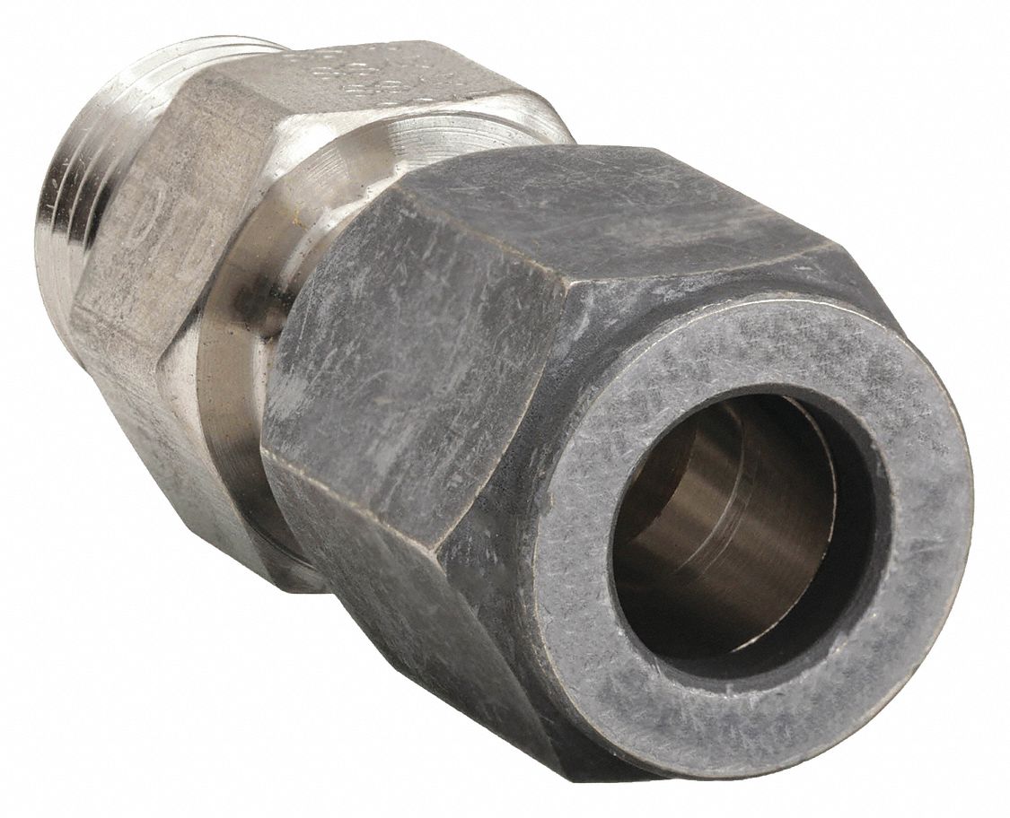 STRAIGHT THREAD CONNECTOR: 316 SS, MALE FLARELESS BITE X MALE SAE-ORB, ¼ IN PIPE