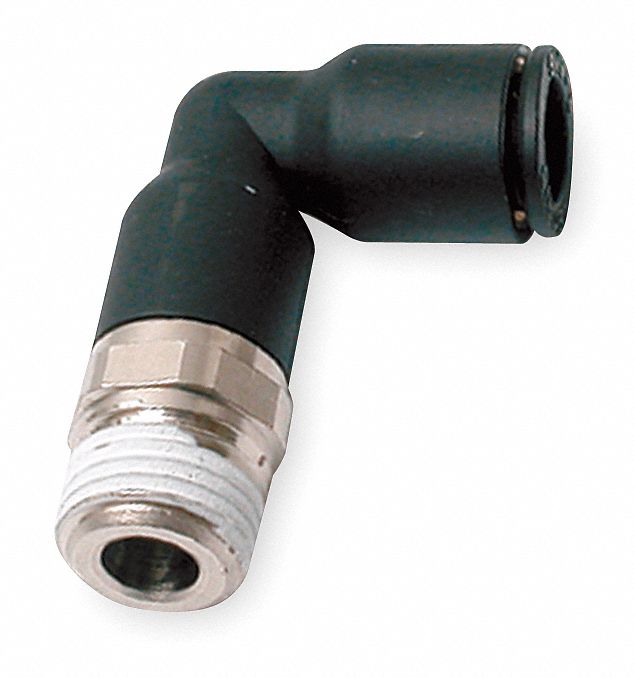 EXTENDED ELBOW: NYLON, PUSH-TO-CONNECT X MNPT, FOR 5/32 IN TUBE OD, ⅛ IN PIPE, 10 PK