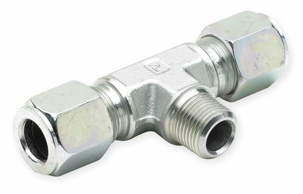 MALE BRANCH TEE: ADAPTER TEE, MALE FLARELESS BITE X MALE FLARELESS BITE X MNPT, ⅛ IN PIPE