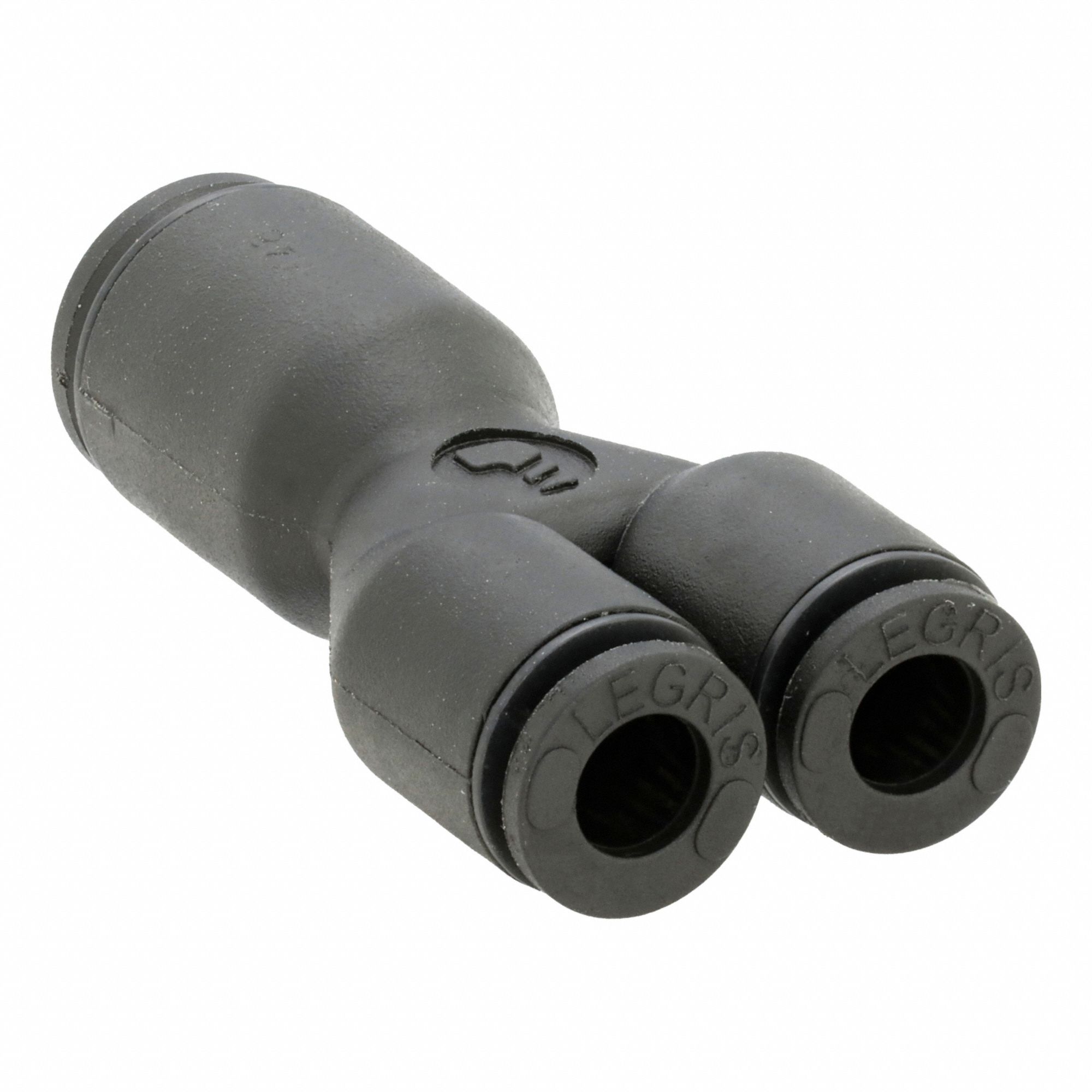 Push-Fit Wye Fitting: 5/32 in OD x 5/32 in OD x 5/32 in OD Size, 1 1/8 in Overall Lg, 10 PK