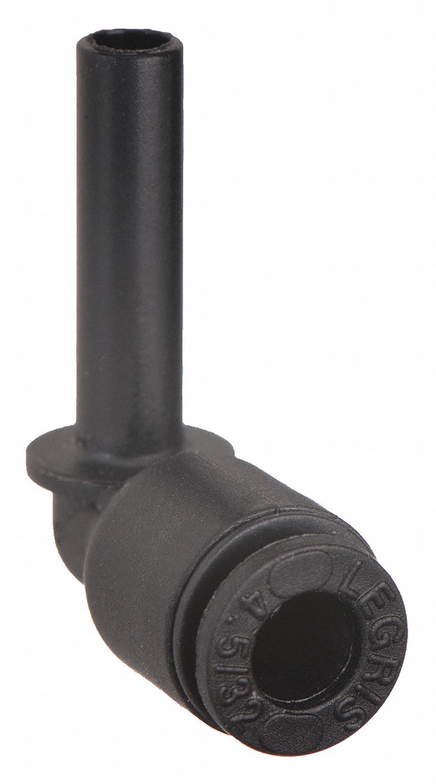 Push-Fit Elbow Fitting: 5/32 in OD x 5/32 in OD Size, Fiberglass-Reinforced Nylon, 10 PK