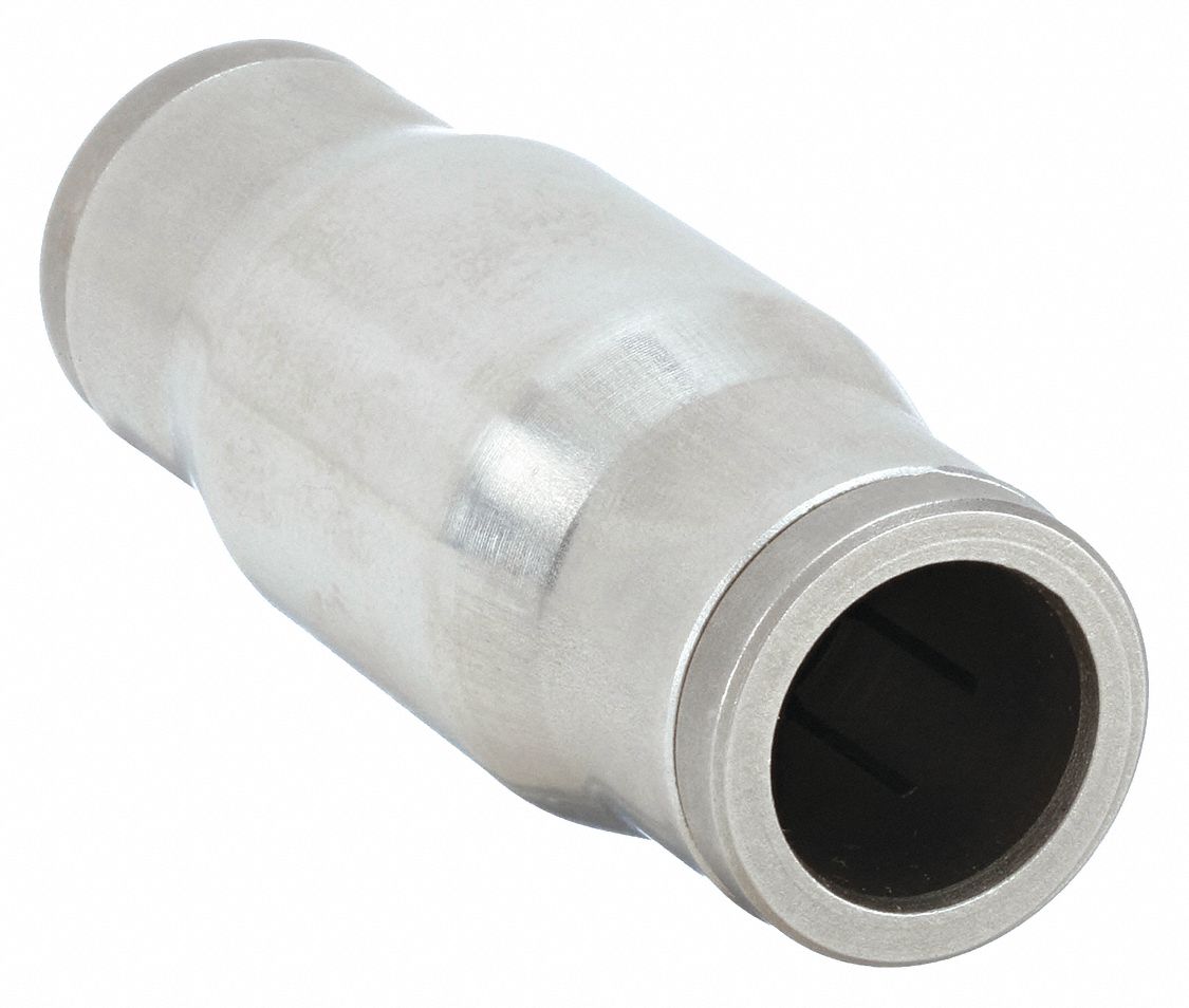 STRAIGHT UNION: 316L STAINLESS STEEL, PUSH-TO-CONNECT X PUSH-TO-CONNECT, 1 7/8 IN L, 2 PK