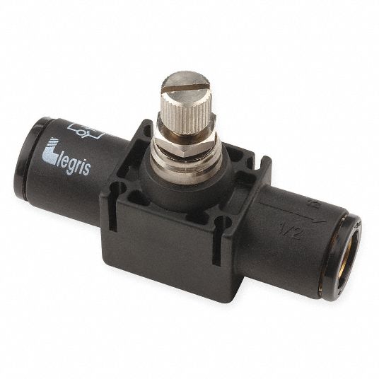 LEGRIS Flow Control Valve: 1/4 in Push To Connect, 1/4 in Push to Connect,  145 psi