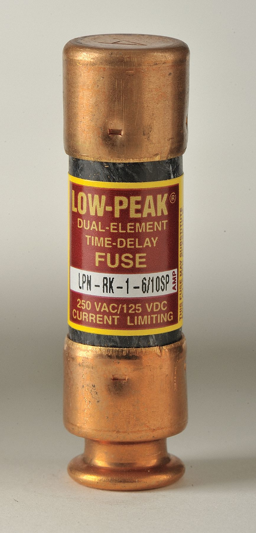 Fuse: Class RK1, LPN-RK-SP Series, Time-Delay, 1.6 A, 250 V AC, 125 V DC, Non-Indicating