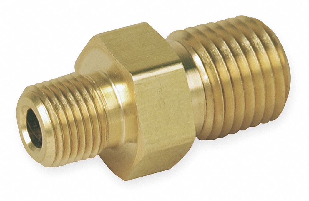 Hex Nipple Reducing Male Pipe 1/4" to 1/8" Brass Fittings Qty 5 