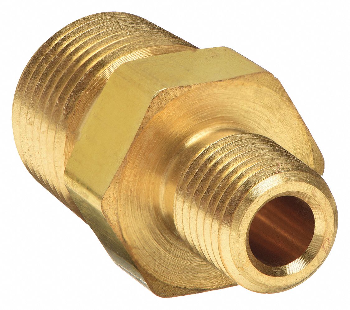 1/4 x 1/8 Male NPTF Pipe Reducing Hex Nipple Solid Brass Pipe