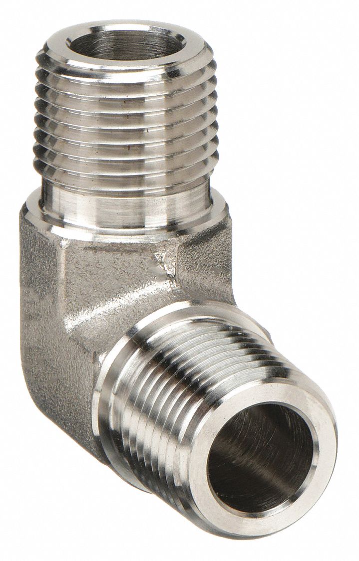 90° Elbow: 316 Stainless Steel, 1/2 in x 1/2 in Fitting Pipe Size, Male NPT x Male NPT