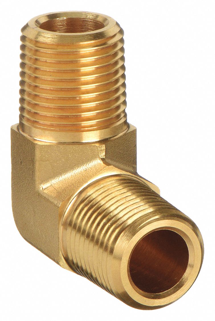 Brass, 1/4 in x 1/4 in Fitting Pipe Size, 90° Elbow 1DGG444 MEB